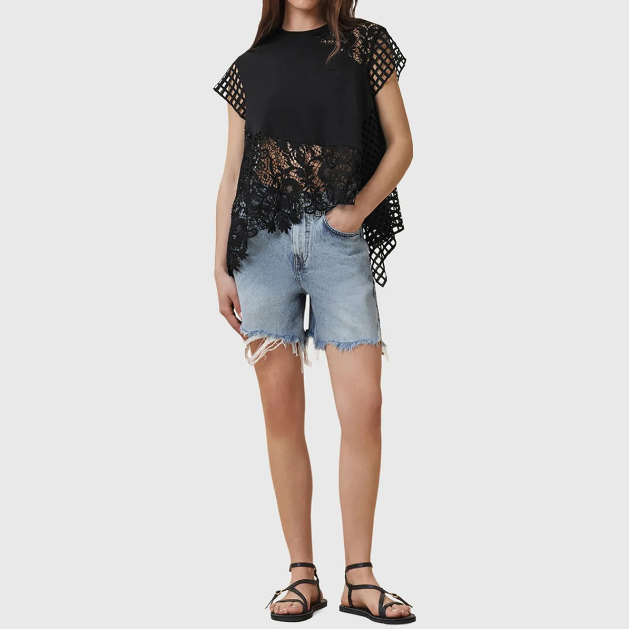 Hot Zala Asymmetric Crochet Top Women Tops