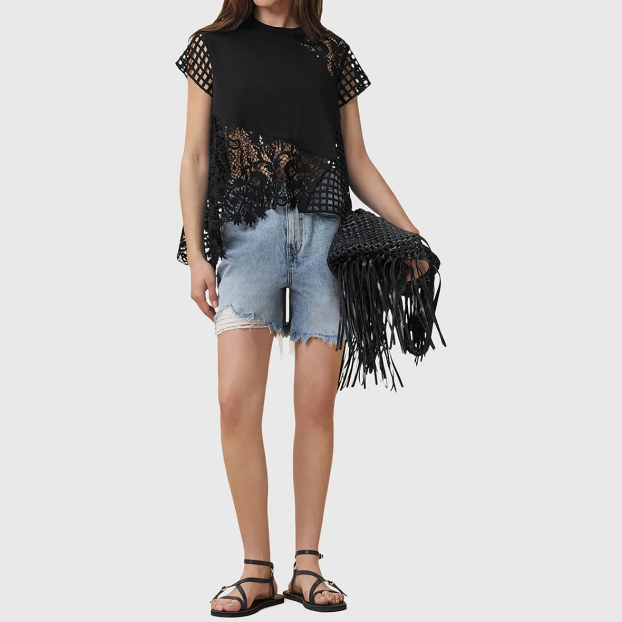 Hot Zala Asymmetric Crochet Top Women Tops