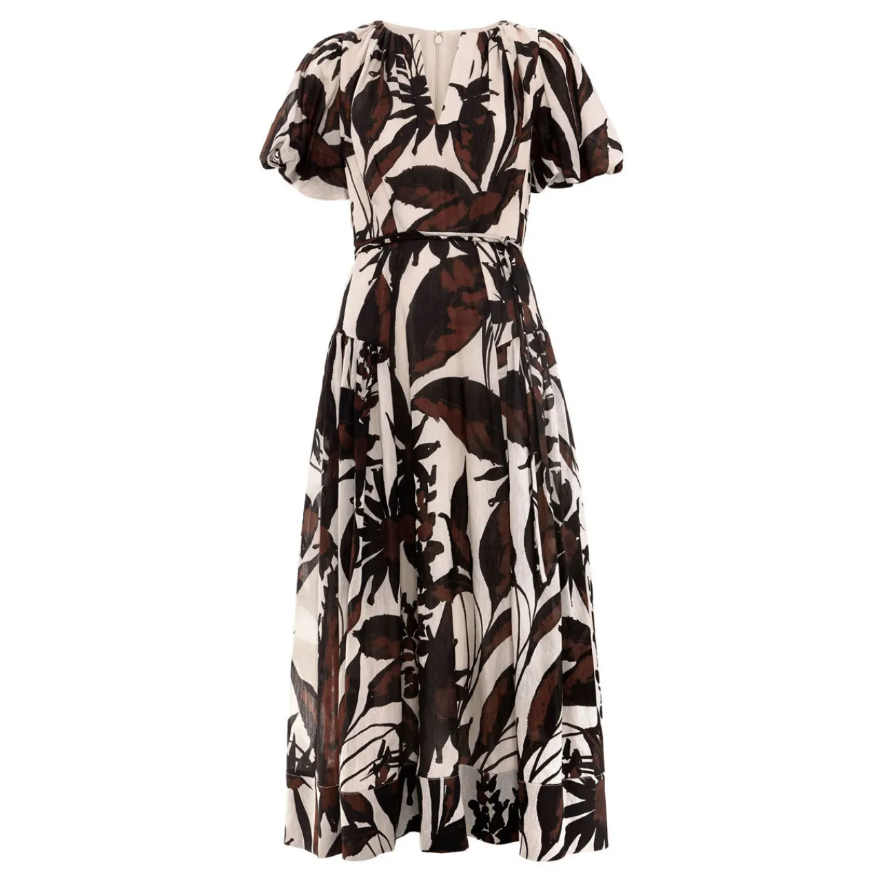 Hot Zarah Leaf Printed Flared Dress Women Dresses