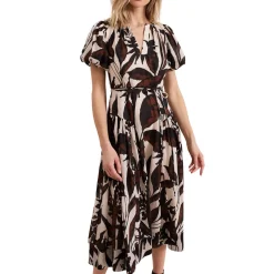 Hot Zarah Leaf Printed Flared Dress Women Dresses