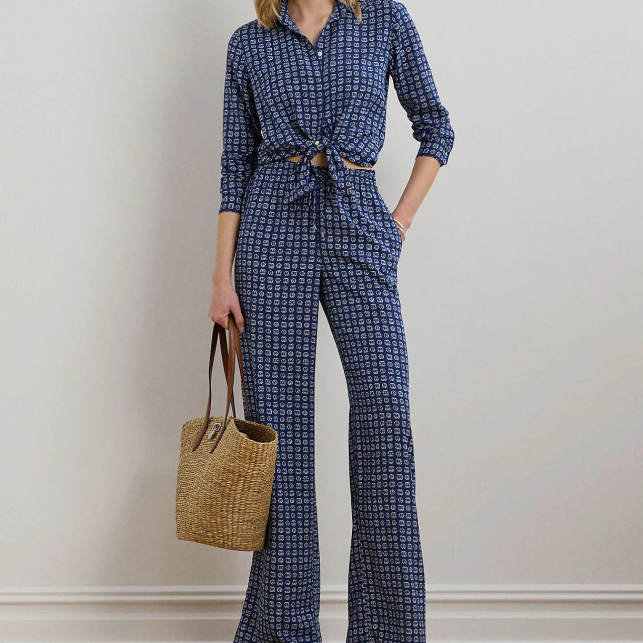 Ziakash Geo-Print Wide Leg Trousers Women Trousers & Shorts